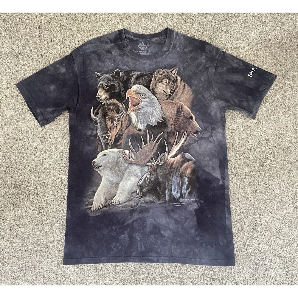 The Mountain Men's Graphic T-Shirt Short Sleeve Alaskan Animal Wildlife Size M